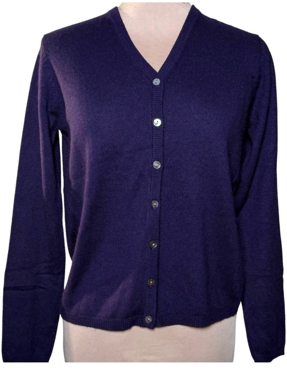 Josephine Chaus Cardigan Purple Silk Cashmere Knit Sweater Petite Small